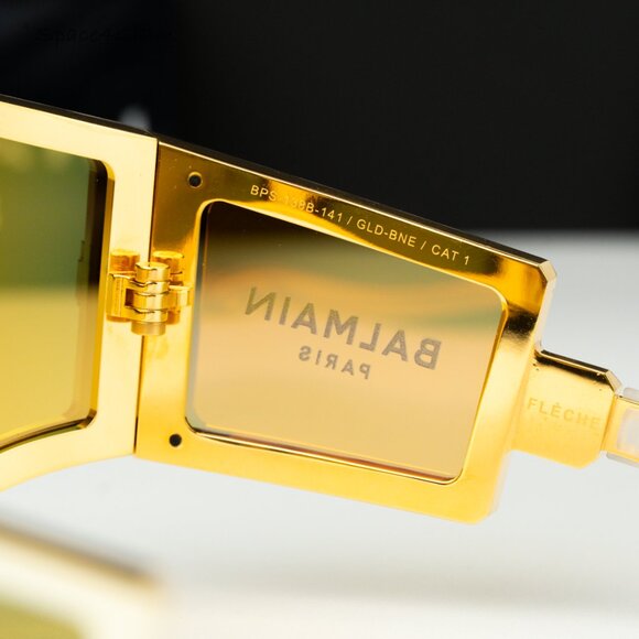 Balmain Men Sunglasses FLECHE BPS-138B-141 Gold Bronze Mirror Mask BRAND NEW - Picture 7 of 15